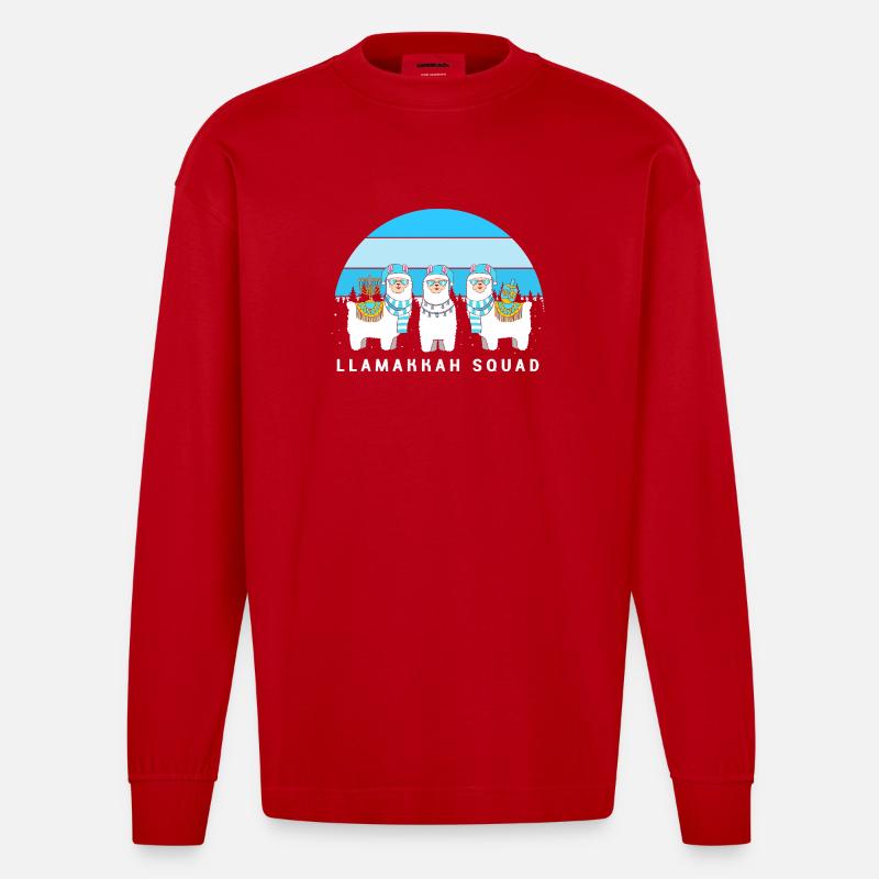 Hanoukka Hanoukka Hanoucca - Manches longues bio épais oversize fabriqué en UE - rouge