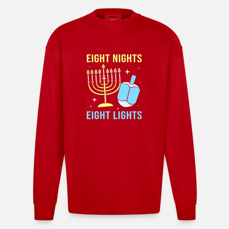 Hanoukka Hanoukka Hanoucca - Manches longues bio épais oversize fabriqué en UE - rouge