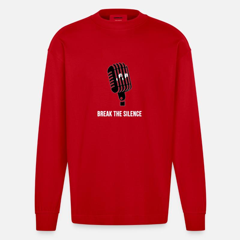 Break the Silence - Heavyweight Oversized Organic Langarmshirt Made in EU - Rot