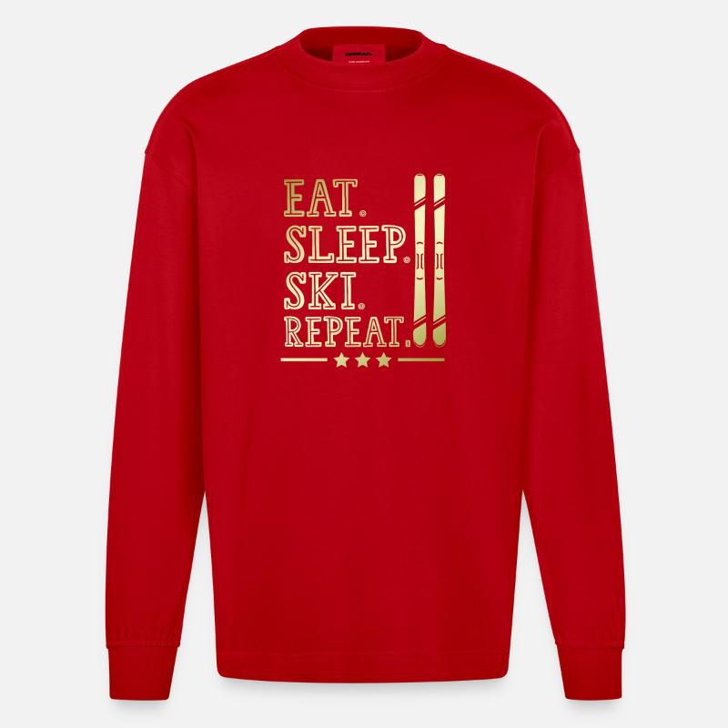 Manger dormir Ski Répéter - Manches longues bio épais oversize fabriqué en UE - rouge