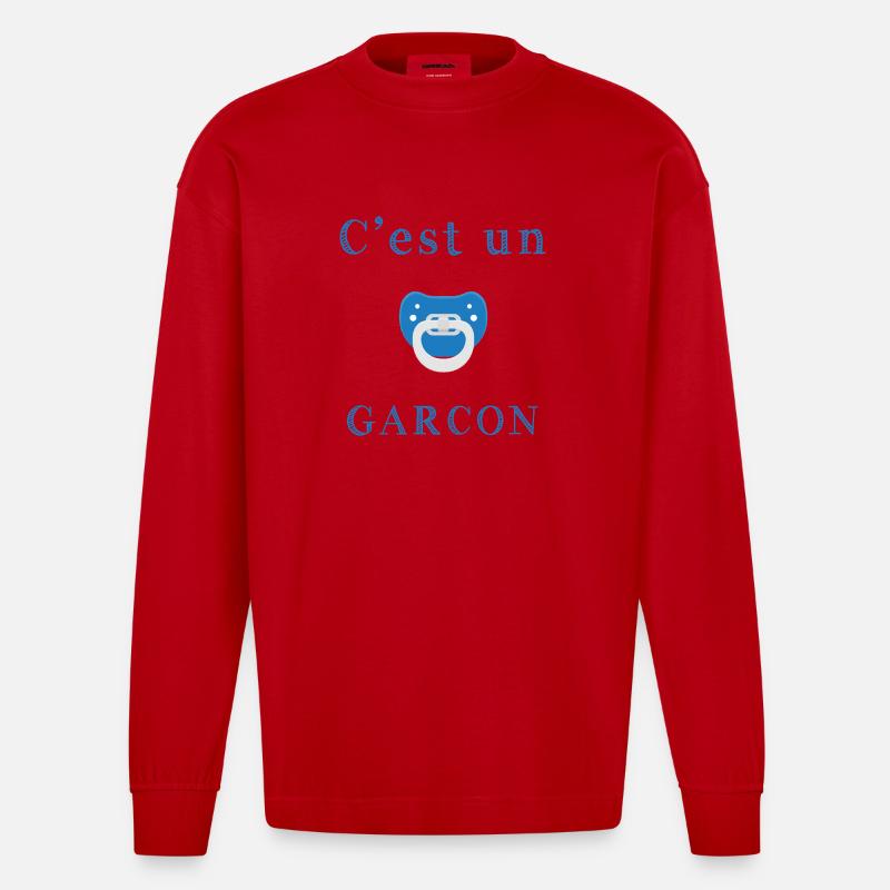 Geburt Es ist ein Junge - Heavyweight Oversized Organic Langarmshirt Made in EU - Rot