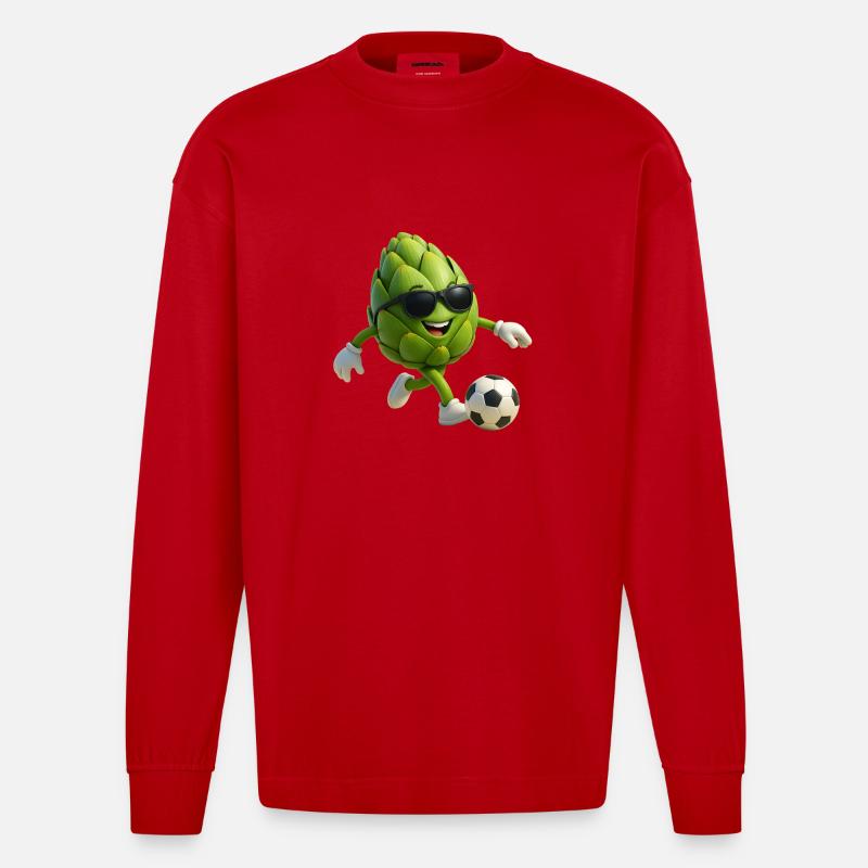 Artischocken Kicker mit Sonnenbrille Faußball - Heavyweight Oversized Organic Langarmshirt Made in EU - Rot