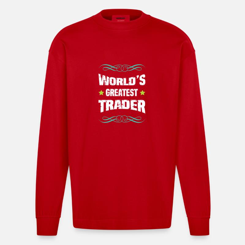 Weltbester Trader - Heavyweight Oversized Organic Langarmshirt Made in EU - Rot