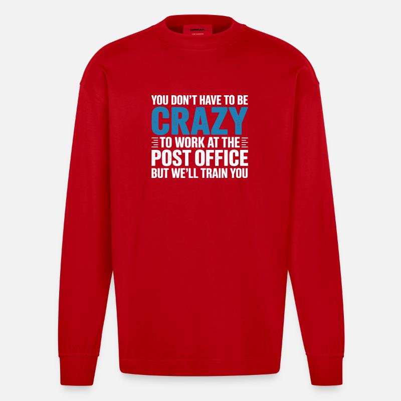 Lustiger Postbote Postpostangestellter - Heavyweight Oversized Organic Langarmshirt Made in EU - Rot
