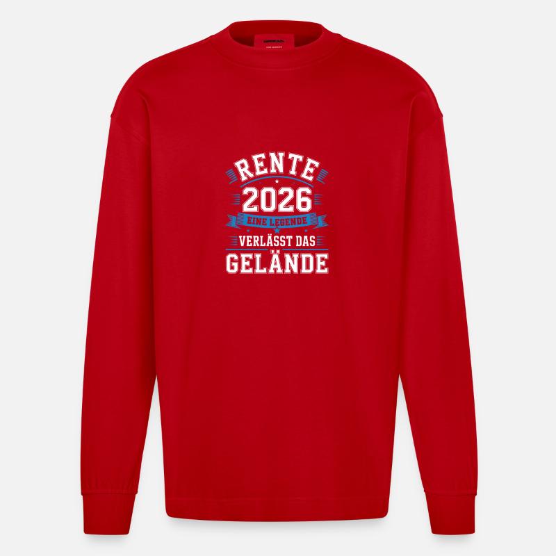 Rente 2026 Eine Legende - Heavyweight Oversized Organic Langarmshirt Made in EU - Rot