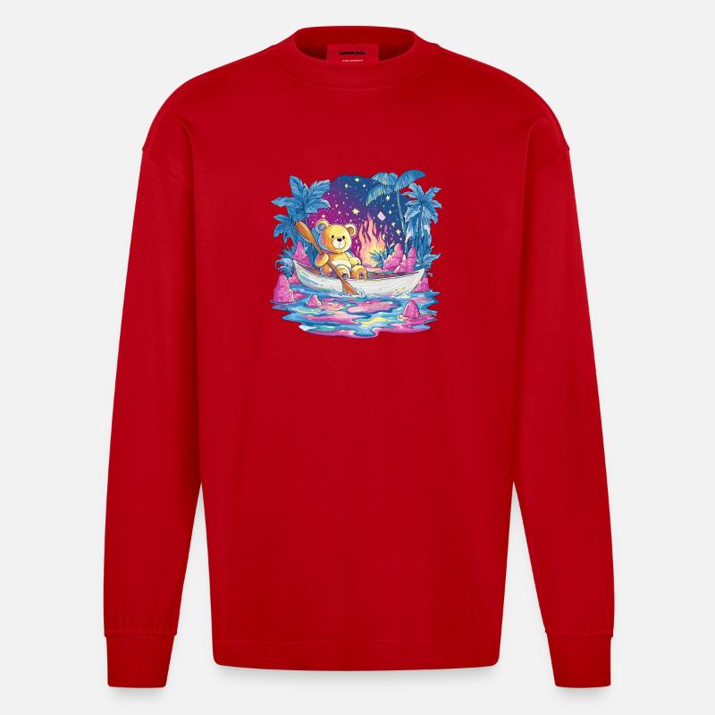 Teddy Boottraum Unter Sternenhimmel - Heavyweight Oversized Organic Langarmshirt Made in EU - Rot