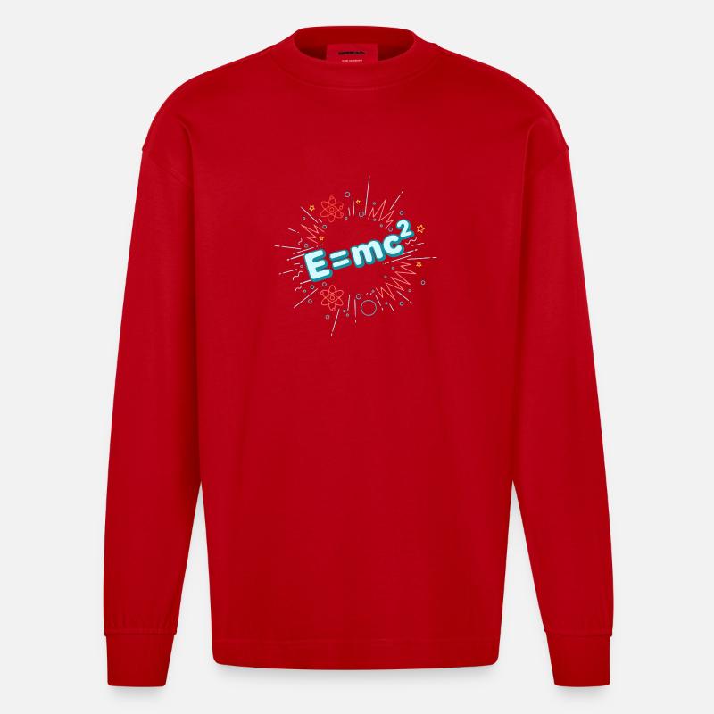 E=mc2 Wissenschaftliche Explosion - Heavyweight Oversized Organic Langarmshirt Made in EU - Rot