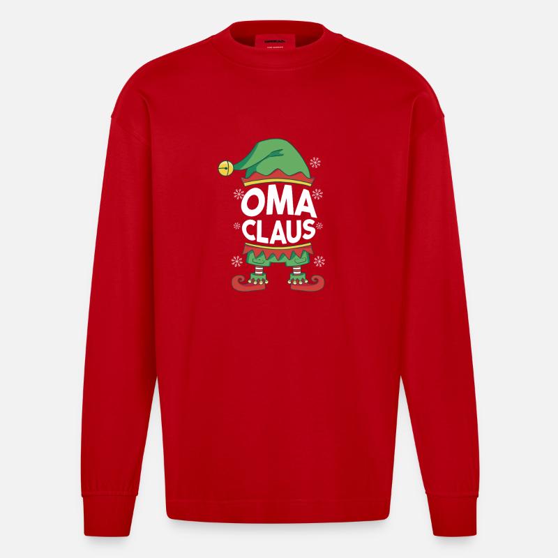 Noël Mère Mère Noël - Manches longues bio épais oversize fabriqué en UE - rouge