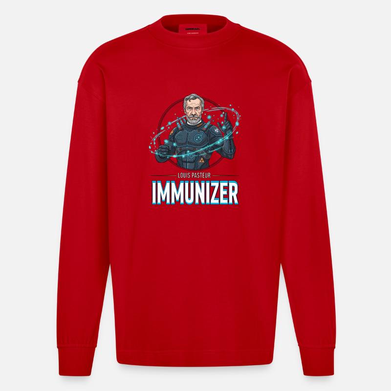 Pasteur Immunizer Armor - Heavyweight Oversized Organic Longsleeve Shirt Made in EU - red