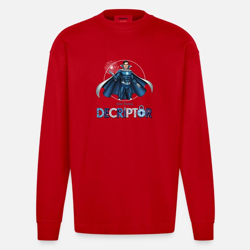 Hero Coder Decryptor - Heavyweight Oversized Organic Longsleeve Shirt Made in EU - red