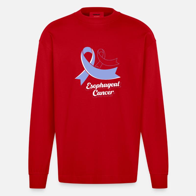 Krebs Speiseröhre Chemo Krebs-Überlebender - Heavyweight Oversized Organic Langarmshirt Made in EU - Rot
