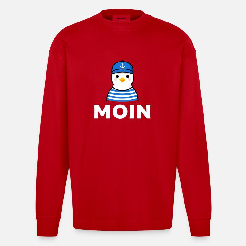 Moin Möwe im Sailor-Stil - Heavyweight Oversized Organic Langarmshirt Made in EU - Rot
