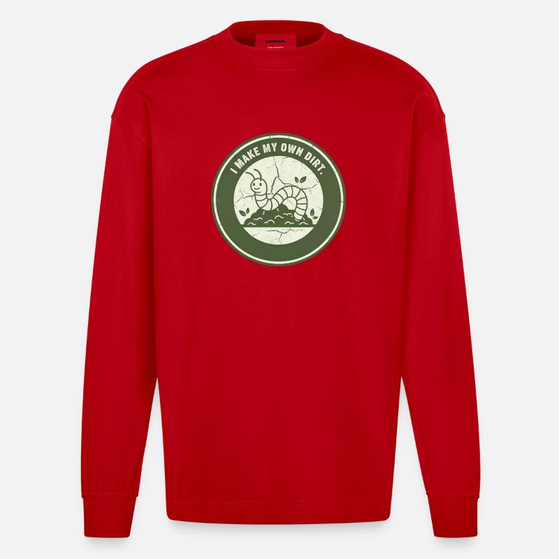 Wurmkompost: Eigenständige Erde - Heavyweight Oversized Organic Langarmshirt Made in EU - Rot