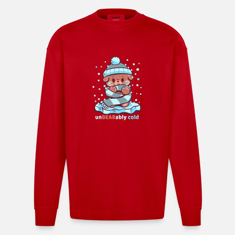 Froid insupportable - Manches longues bio épais oversize fabriqué en UE - rouge