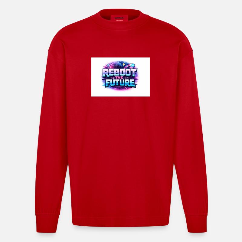 Reboot the Future Neon - Heavyweight Oversized Organic Langarmshirt Made in EU - Rot