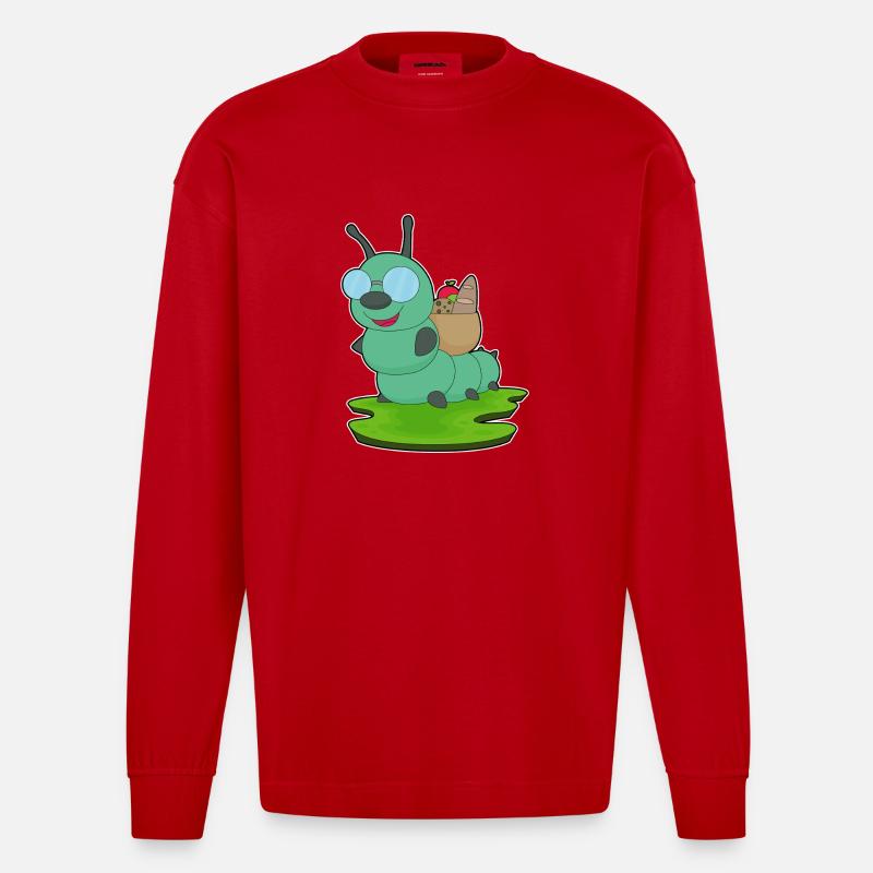 Raupe Lebensmittel - Heavyweight Oversized Organic Langarmshirt Made in EU - Rot