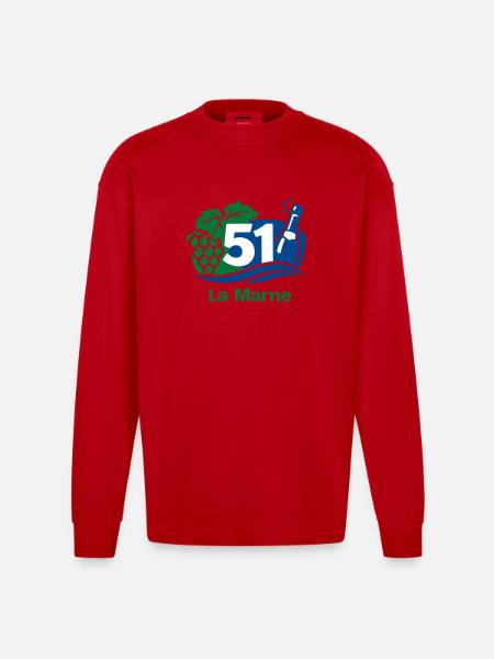 La Marne 51 Vineyard - Heavyweight Oversized Organic Longsleeve Shirt Made in EU - red