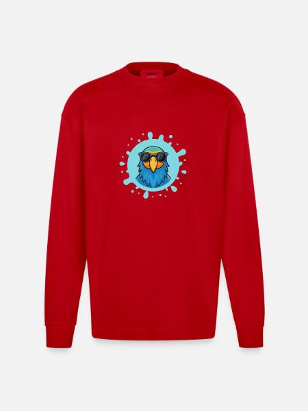 Blue Parrot Solar Glasses - Heavyweight Oversized Organic Longsleeve Shirt Made in EU - red