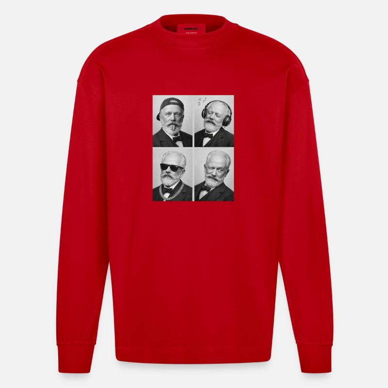 Pyotr Ilyich Tchaikovsky - Heavyweight Oversized Organic Langarmshirt Made in EU - Rot