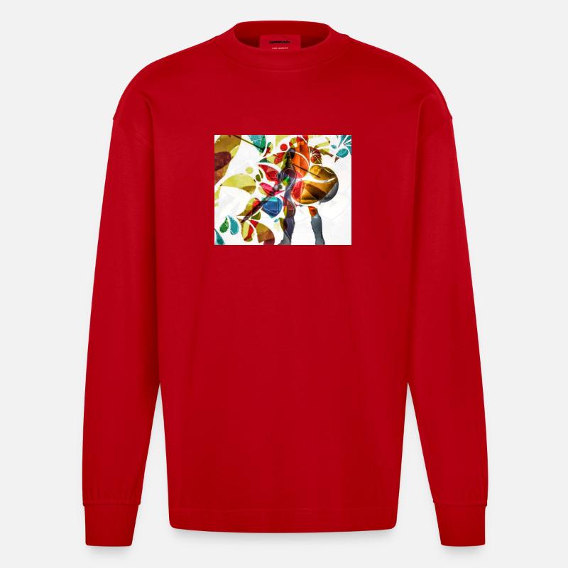 Lebendiger Tanz Regenbogenkonfetti - Heavyweight Oversized Organic Langarmshirt Made in EU - Rot