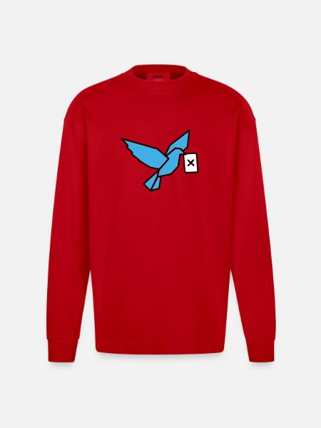 Brieftaube Wahlzettel Vogel Bunt - Heavyweight Oversized Organic Langarmshirt Made in EU - Rot
