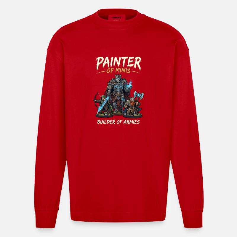 Maler der Minis Armeenbauer - Heavyweight Oversized Organic Langarmshirt Made in EU - Rot