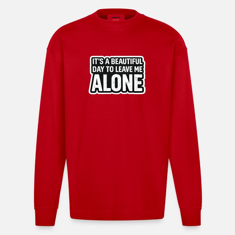 Ich Will Ruhe Lass Mich Allein - Heavyweight Oversized Organic Langarmshirt Made in EU - Rot