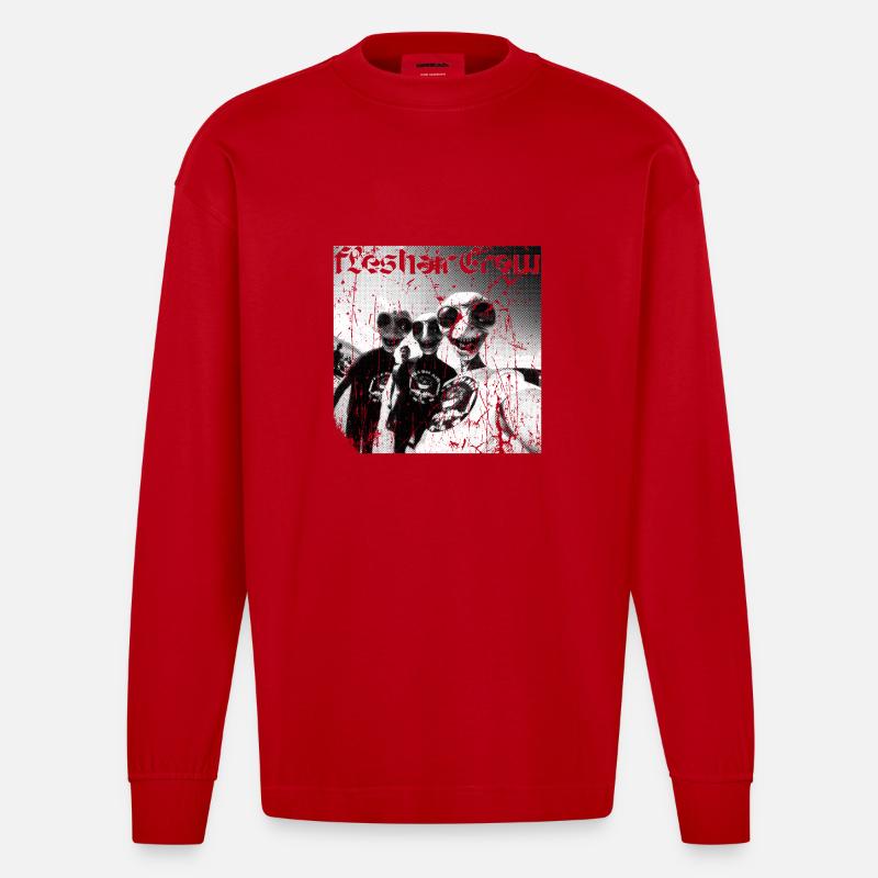 Fresh Shark Crew Graffiti - Heavyweight Oversized Organic Langarmshirt Made in EU - Rot