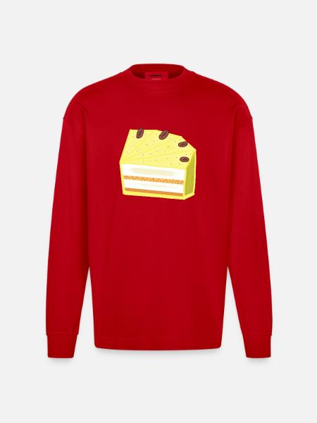 Cake Bakery Confectionery Baking Baker - Heavyweight Oversized Organic Longsleeve Shirt Made in EU - red