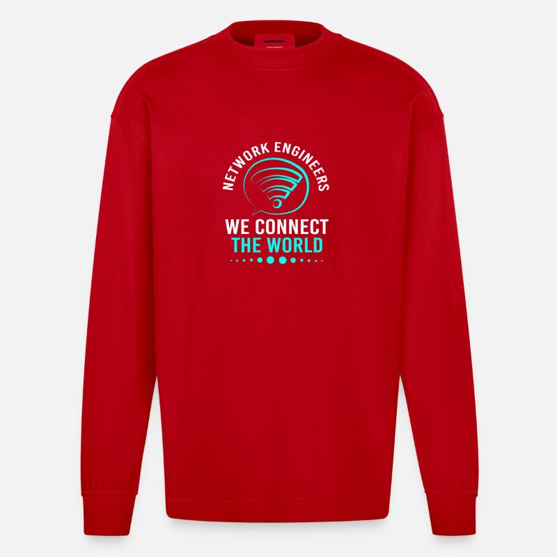 Netzwerk Ingenieur Programmierer Informatiker - Heavyweight Oversized Organic Langarmshirt Made in EU - Rot
