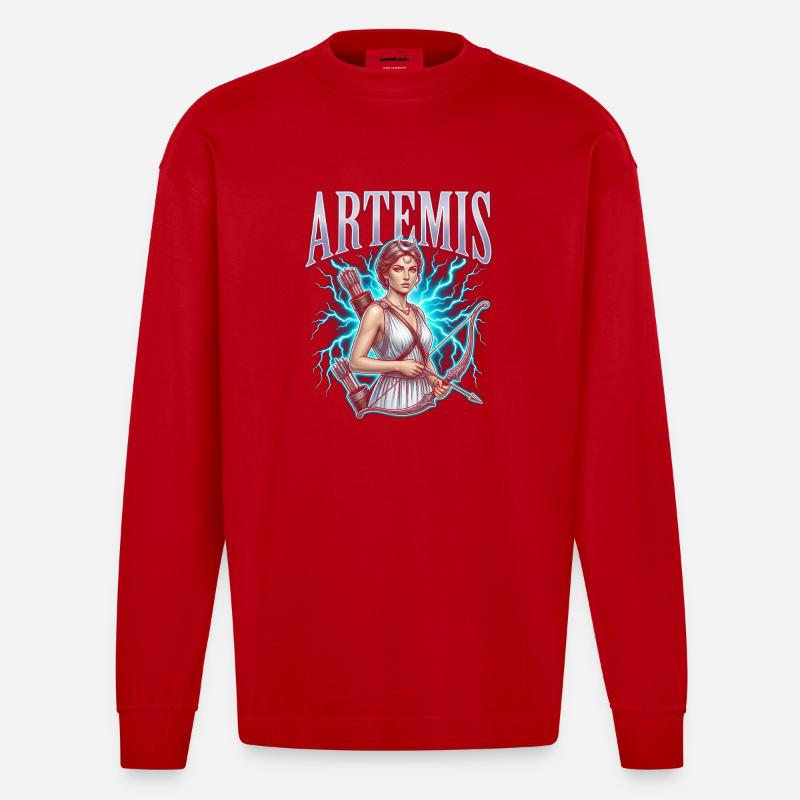 Artemis Blitzjäger - Heavyweight Oversized Organic Langarmshirt Made in EU - Rot