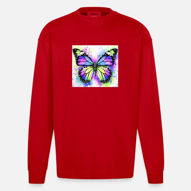 Schmetterling - Heavyweight Oversized Organic Langarmshirt Made in EU - Rot