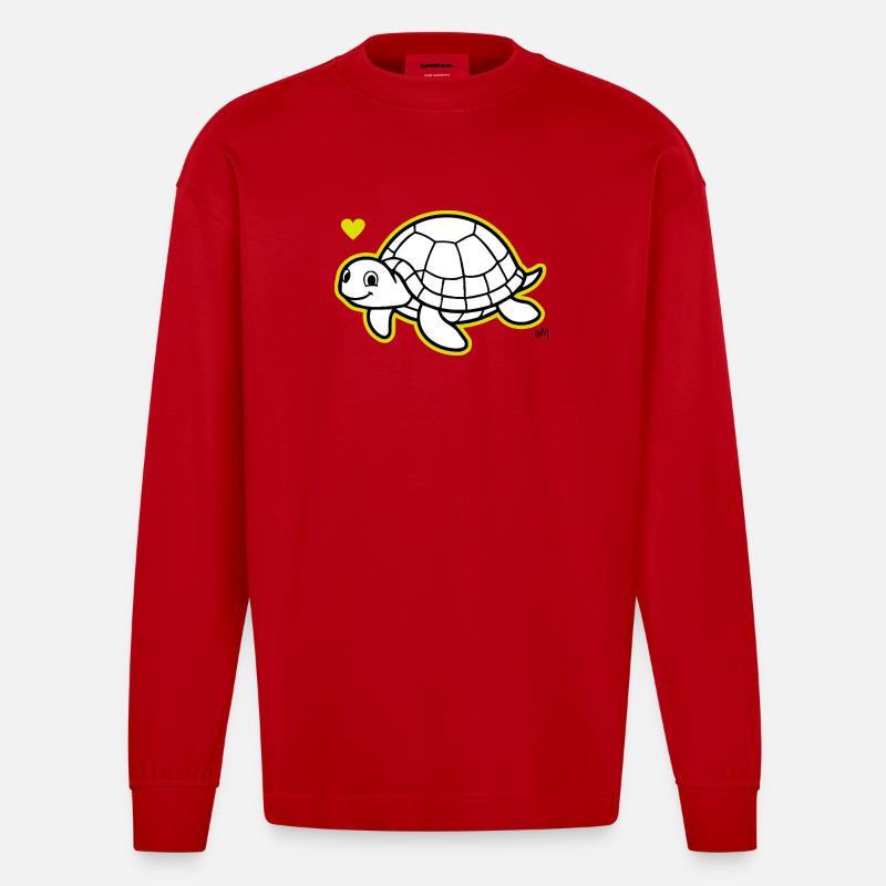 Max_the_turtle - Manches longues bio épais oversize fabriqué en UE - rouge