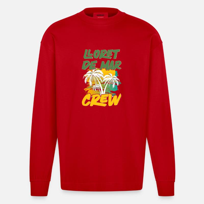 Lloret De Mar Crew - Heavyweight Oversized Organic Langarmshirt Made in EU - Rot