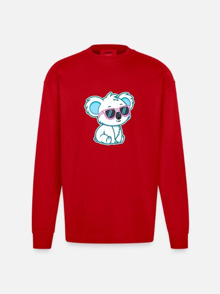 Koala White Chill Sunglasses - Heavyweight Oversized Organic Longsleeve Shirt Made in EU - red