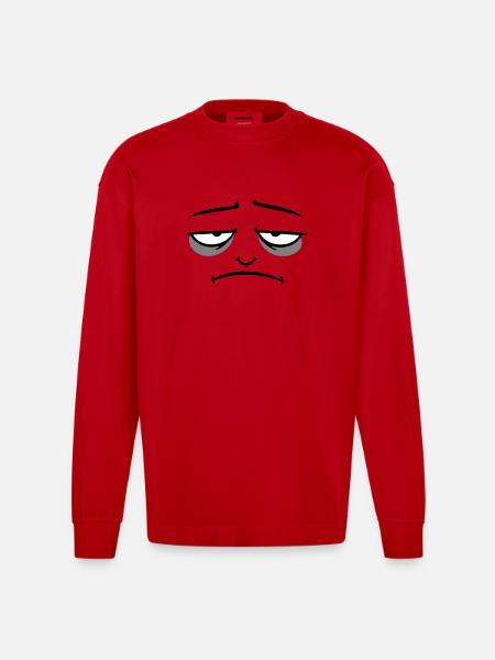 Grumpy sad disappointed face funny - Heavyweight Oversized Organic Longsleeve Shirt Made in EU - red