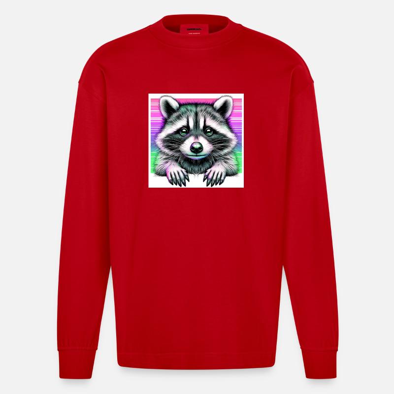 Waschbär - Heavyweight Oversized Organic Langarmshirt Made in EU - Rot