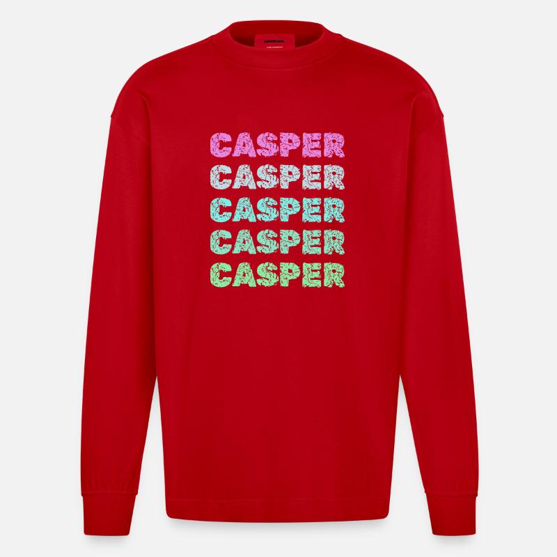 Casper comme nom - Manches longues bio épais oversize fabriqué en UE - rouge