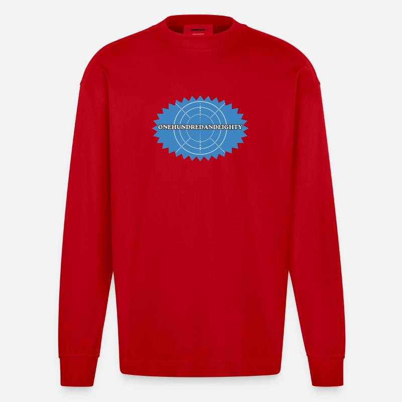 One Hundred and Eighty Target Retro - Heavyweight Oversized Organic Longsleeve Shirt Made in EU - red