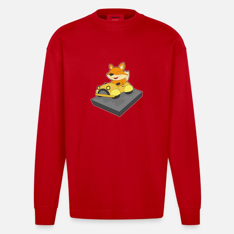 Fuchs Auto - Heavyweight Oversized Organic Langarmshirt Made in EU - Rot