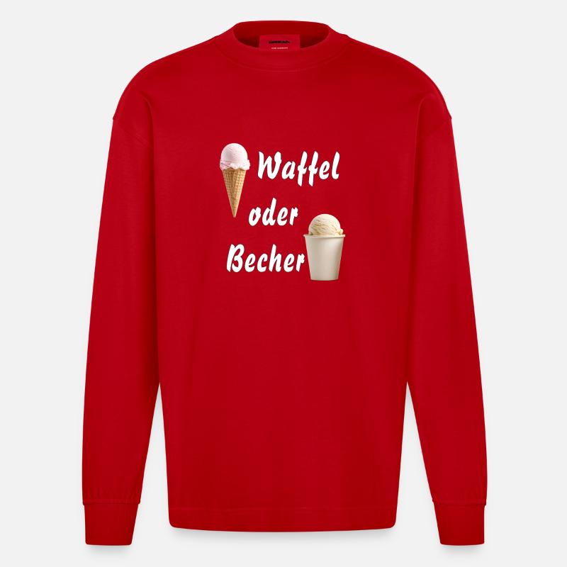 EIS WAFFEL ODER BECHER - Heavyweight Oversized Organic Langarmshirt Made in EU - Rot