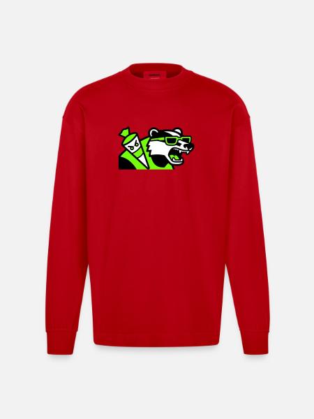 Badger Schoolbag Mascot - Heavyweight Oversized Organic Longsleeve Shirt Made in EU - red