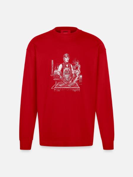 John Tyler grilling - Heavyweight Oversized Organic Longsleeve Shirt Made in EU - red