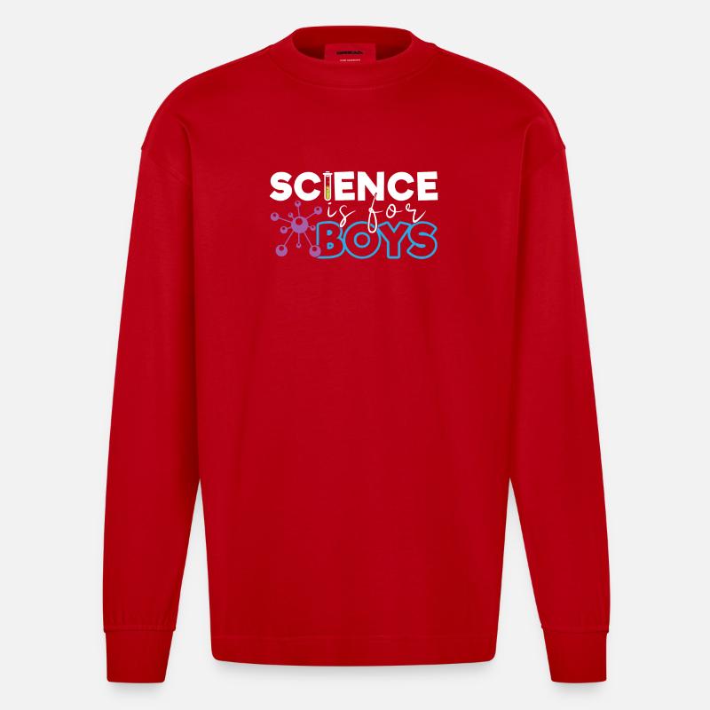 La science, c’est pour les garçons - Manches longues bio épais oversize fabriqué en UE - rouge