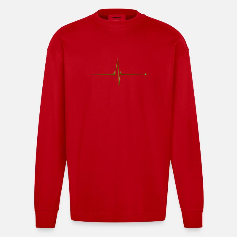 electrocardiogram - Heavyweight Oversized Organic Longsleeve Shirt Made in EU - red