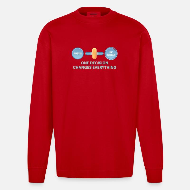 One decision changes everything - Heavyweight Oversized Organic Longsleeve Shirt Made in EU - red