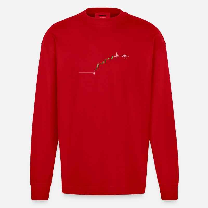 Graphique du rallye TrendPulse - Manches longues bio épais oversize fabriqué en UE - rouge