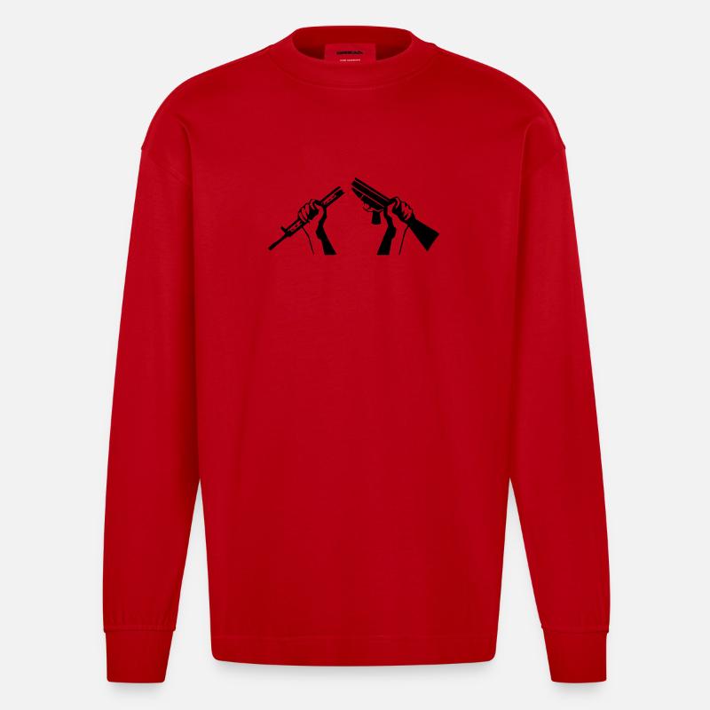 Zerbrochenes Gewehr - Friedenssymbol - Heavyweight Oversized Organic Langarmshirt Made in EU - Rot