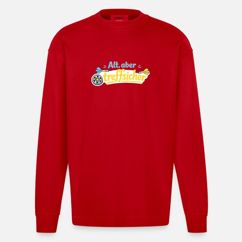 Alt, aber trefflich – Retro Darts - Heavyweight Oversized Organic Langarmshirt Made in EU - Rot