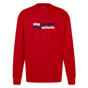stay hydrated drink schorle - Heavyweight Oversized Organic Langarmshirt Made in EU - Rot - Vorne
